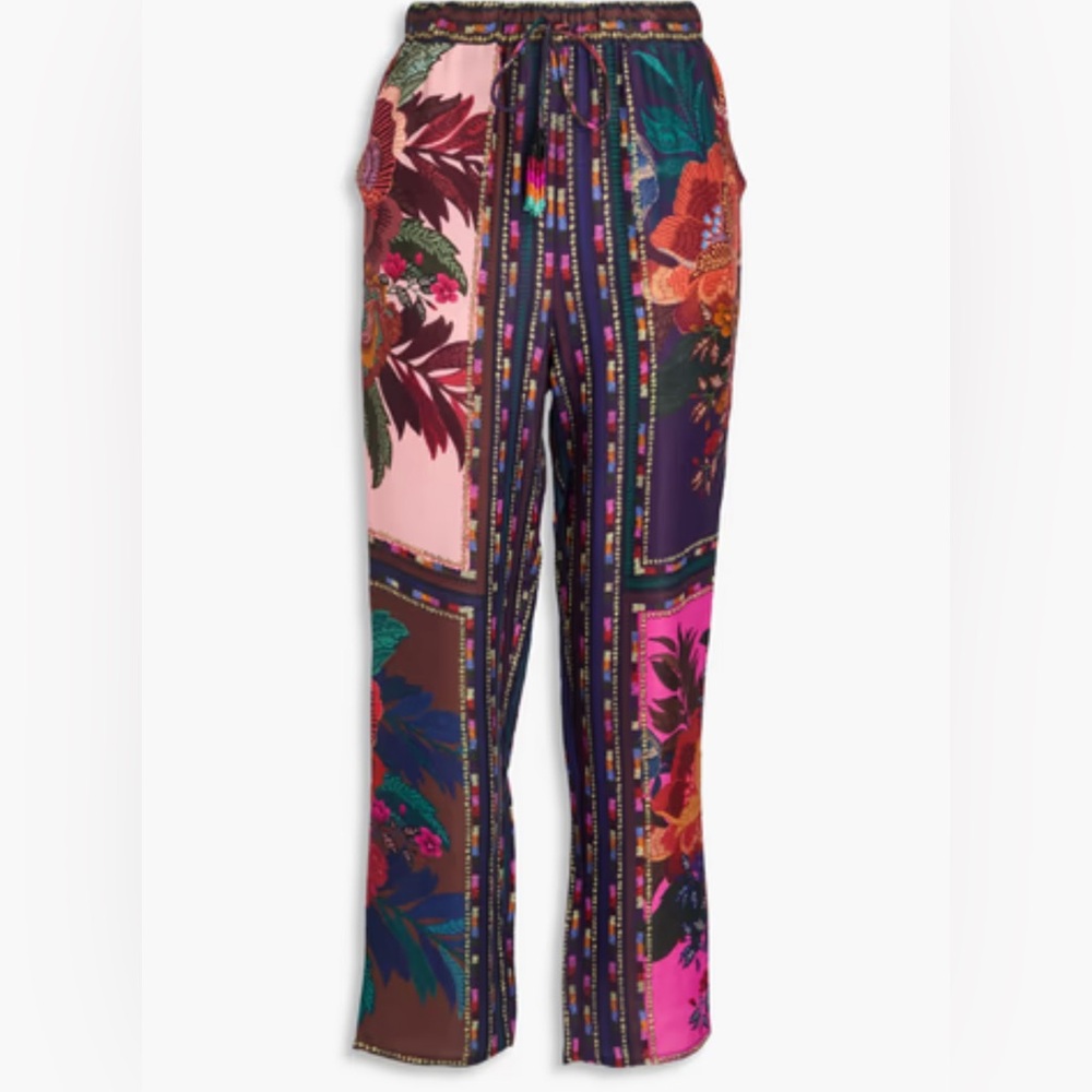 Farm Rio Floral Patchwork Wide-Leg Pants